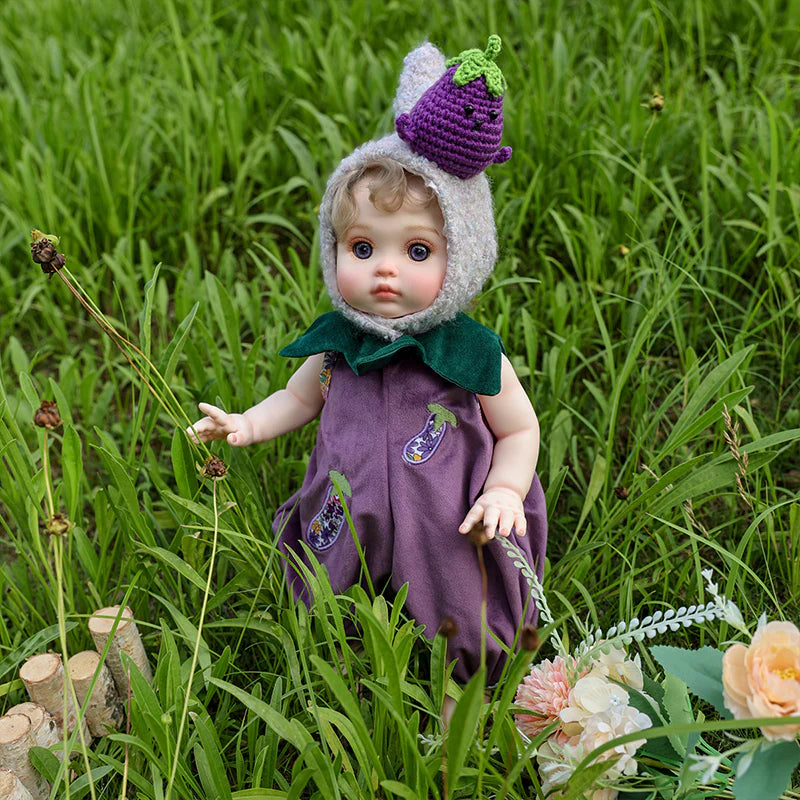 18 Inch/45cm Vinyl Lifelike Reborn Baby Doll in Eggplant Costume - Reborn Doll Australia