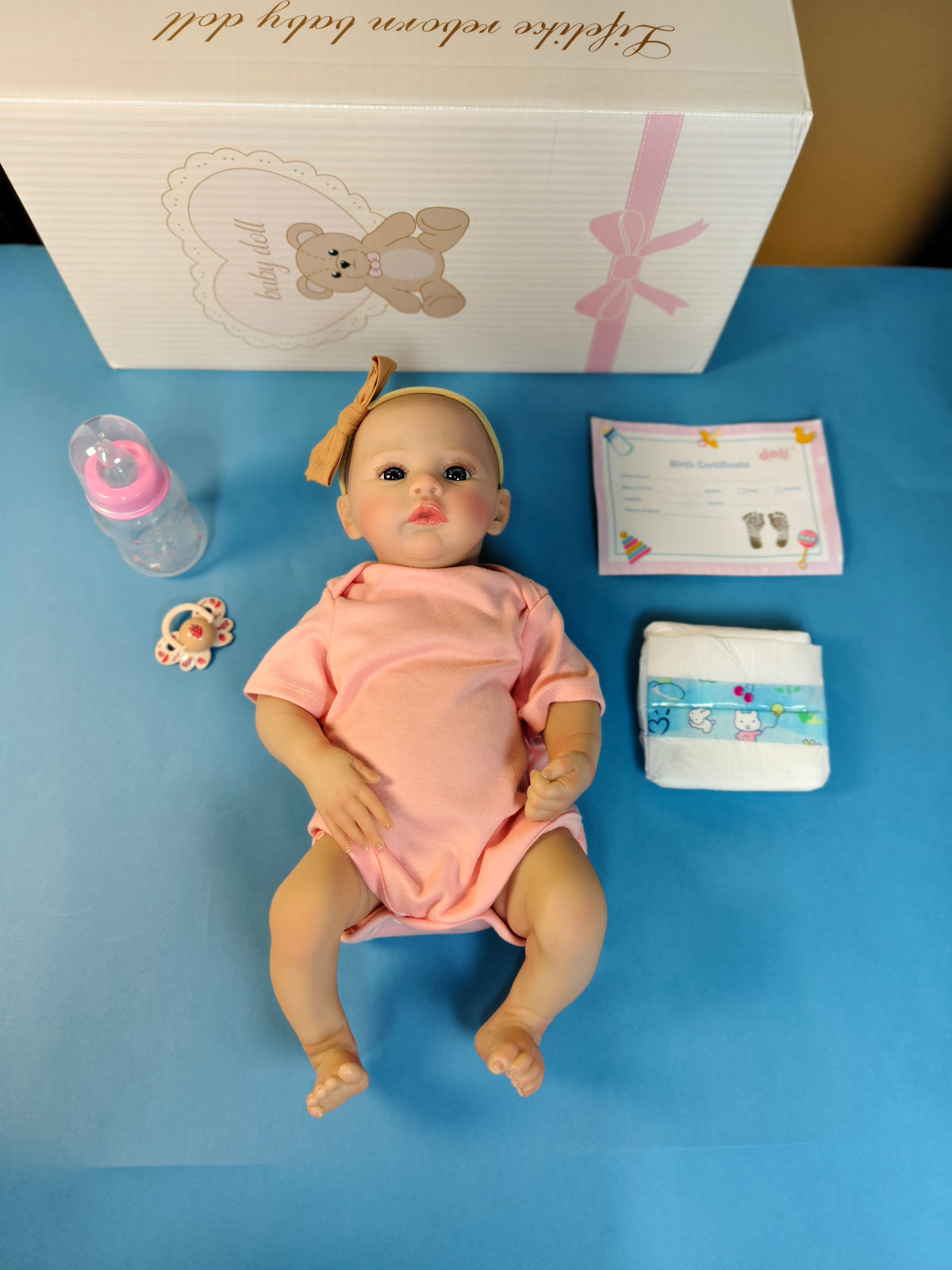 18-Inch/45cm Full Vinyl Reborn Baby Girl - 49cm Anatomically Correct Waterproof Doll with Hand-Painted Hair