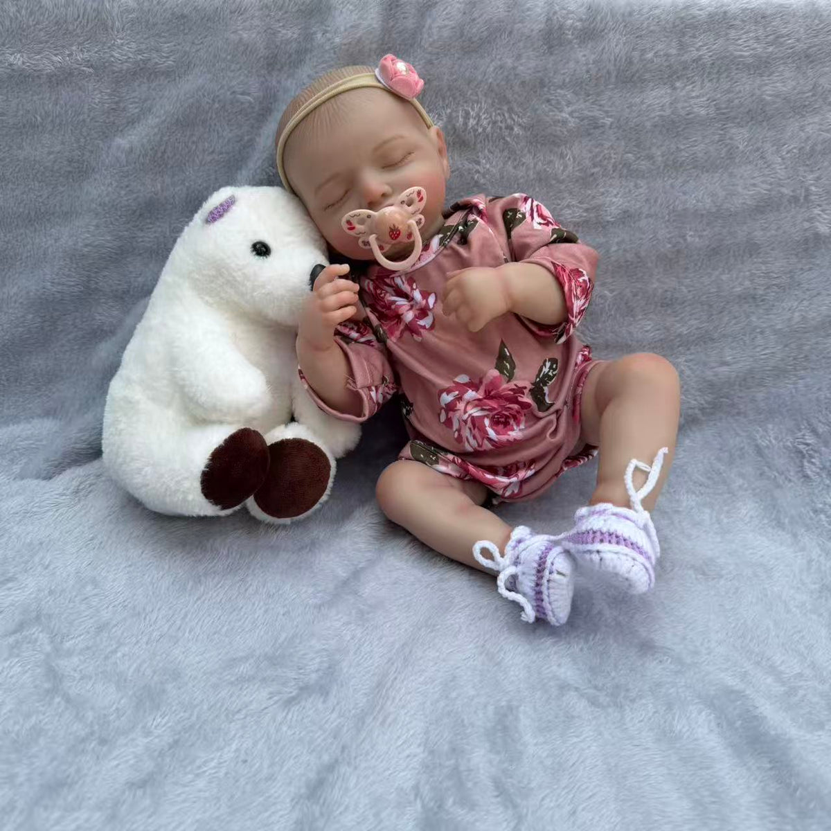 18-Inch Rosalie Full Body Vinyl Reborn Doll - 3D Lifelike Skin 45cm Waterproof Sleeping Baby with Rooted Hair