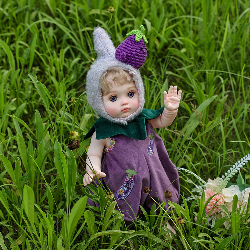18 Inch/45cm Vinyl Lifelike Reborn Baby Doll in Eggplant Costume - Reborn Doll Australia