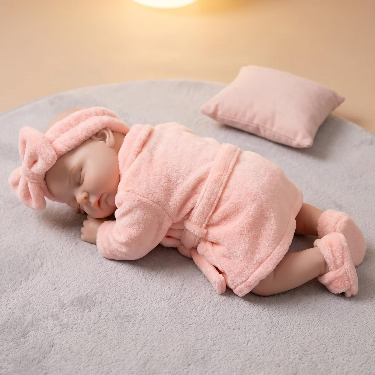 18-inch Platinum Silicone Baby Doll Peaches Solid Realistic Weight Girl Doll with Pacifier Resilient Collectible Toy