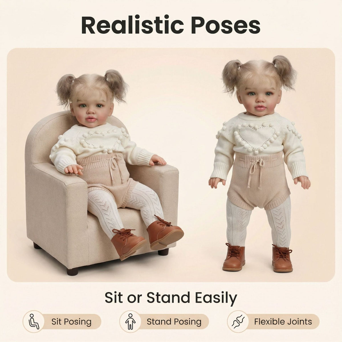 26 inch Reborn Doll Large Blonde Hair Reborn Doll with Weighted Soft Fabric Body Realistic Look for Kids
