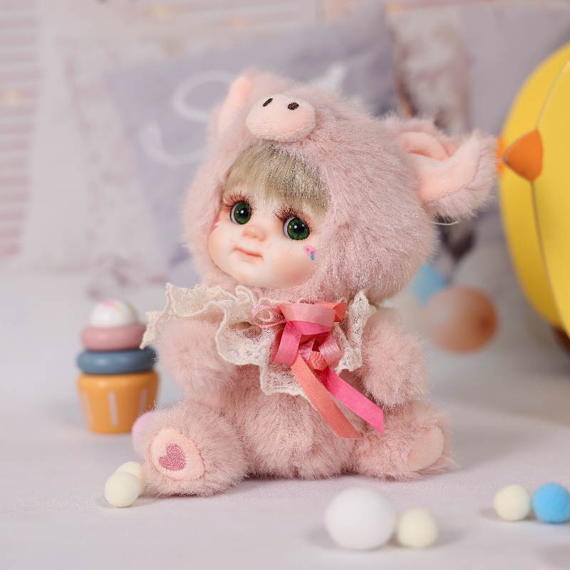 8 Inch/20cm High-Quality porcelain Cheeks Plush Pink Pig Hat Doll - Reborn Doll Australia