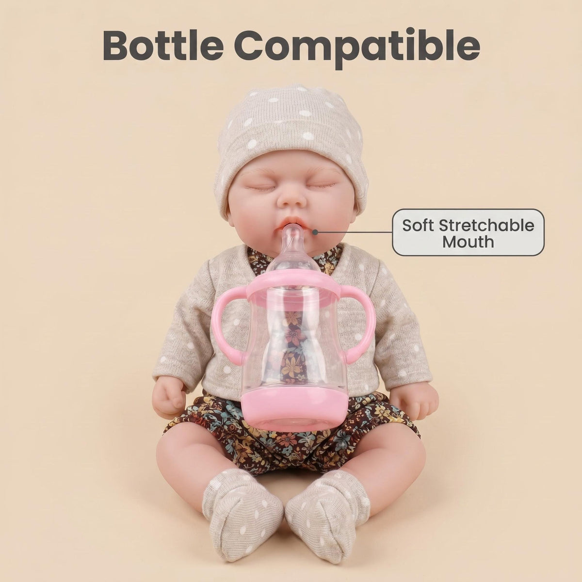 12Inch Collectible Reborn Doll, Soft Solid Platinum Silicone Baby with Elastic Stretchable Real Touch Body