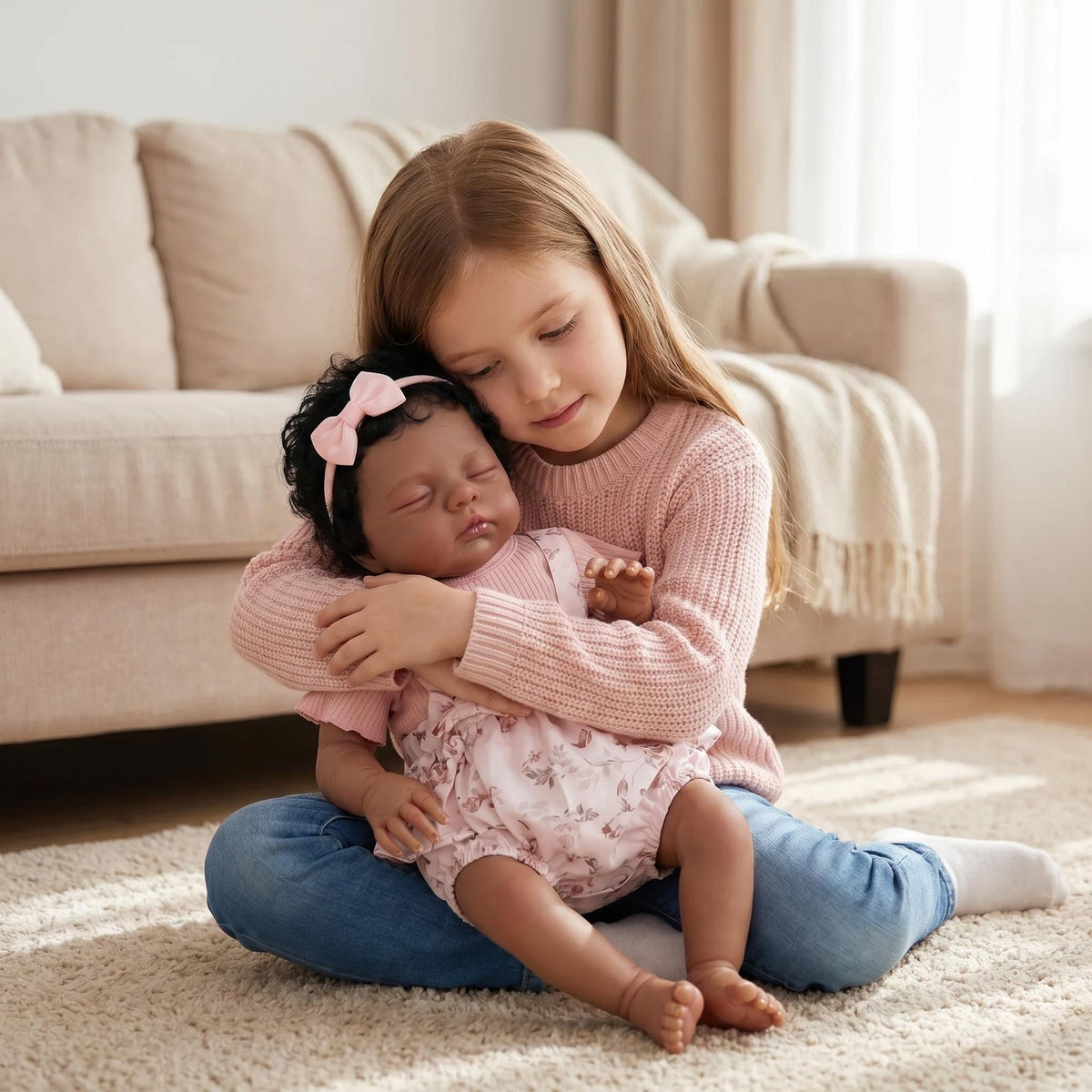 19inch Reborn Baby Doll Dark Skin Veins Hand Painted Soft Cloth Body Realistic Doll for Collectors