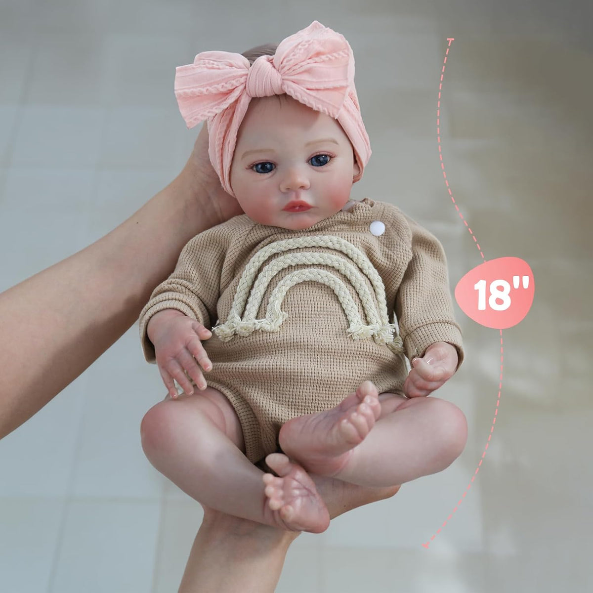 18" Lifelike Reborn Baby Doll – Girl with Soft Weighted Body, Realistic Newborn Gift Set for Kids Age 3+