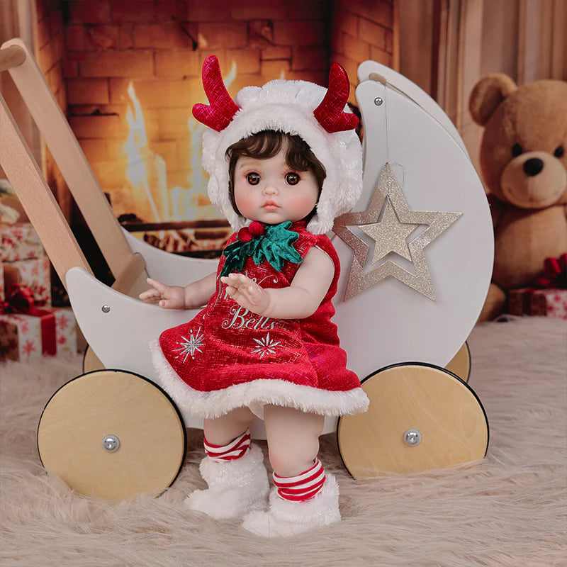 18 Inch/45cm Vinyl Lifelike Reborn Baby Doll in Festive Red Christmas Costume - Reborn Doll Australia