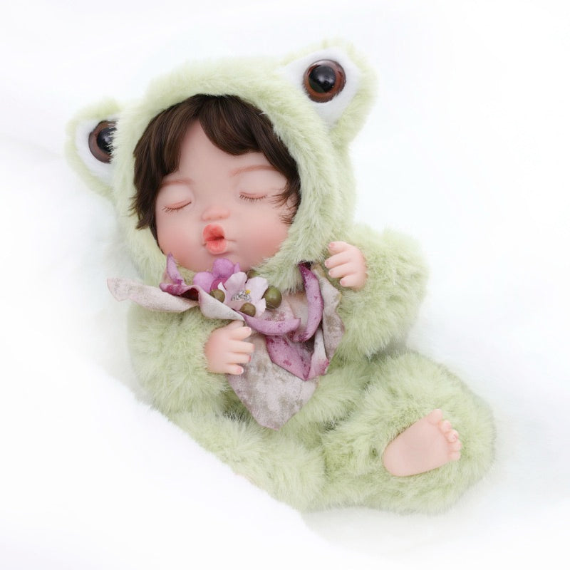 Fuzzy Frog Baby Doll 10 inch/25cm Cute Collectible Plush Gift for Birthdays Name Coco - Reborn Doll Australia