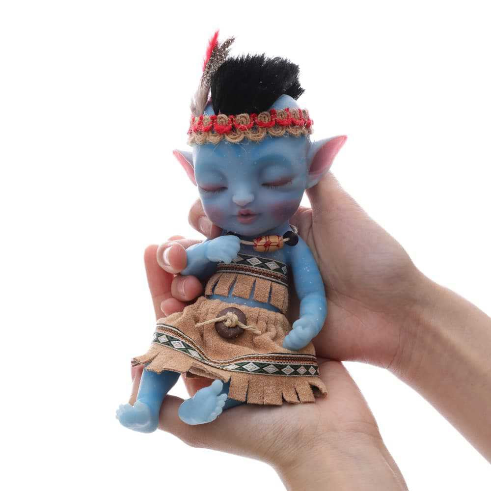 8-Inch/20cm Cute Mini Full Silicone Avatar Reborn Dolls Close Eyes - Reborn Doll Australia