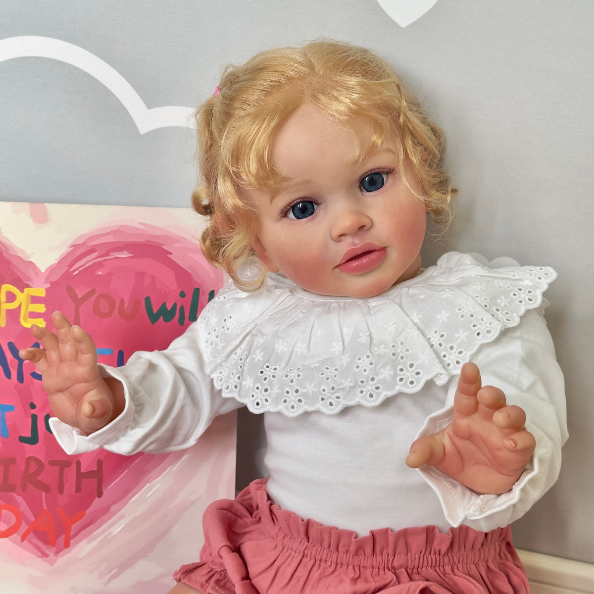 Reborn Baby Dolls Blonde Hair That Look Real 26 Inch/65cm Reborn Toddler Straight Legs Realistic Baby Dolls Girl Chubby Body Vinyl Newborn Babies Poseable Art Collection Dolls Giant Birthday  - Reborn Doll Australia