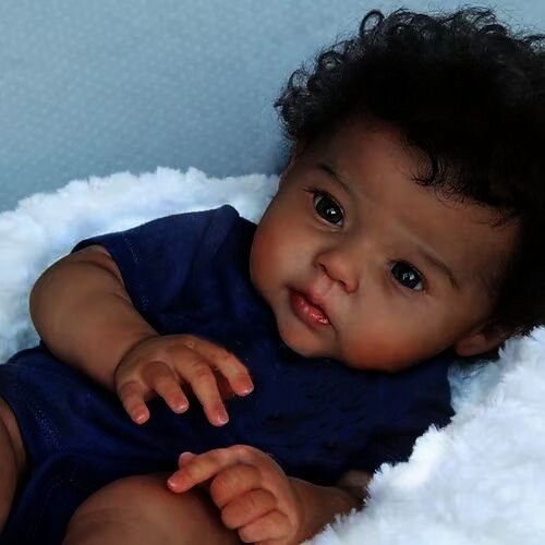 20 Inch Lifelike Reborn Baby Dolls with Cloth Body African Black 3D Skin Handmade Doll Kids Toy for Girls Reborn Dolls