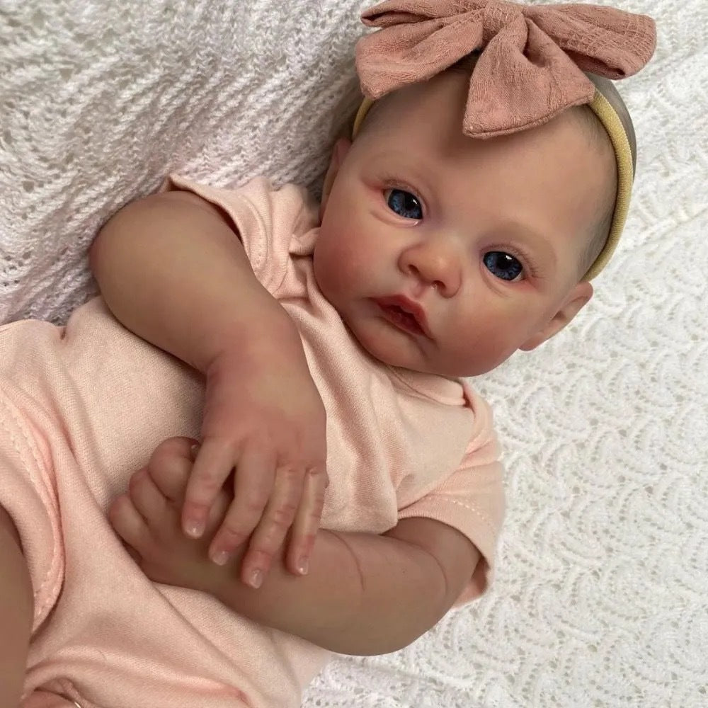 19 inch Lifelike Reborn Baby Girl Doll, Full Vinyl Handmade Doll, Realistic Newborn Toy for Kids