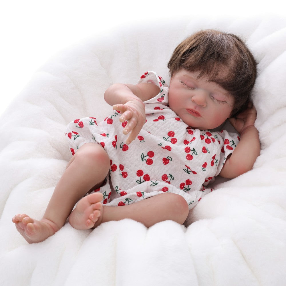 50cm Rebirth Doll Hair Transplant Girl Cloth Body Simulation Baby Doll Dress up Game Accompanies Home Play