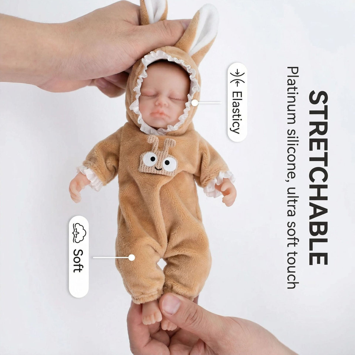 15CM Snail Small Ears Silicone Reborn Doll