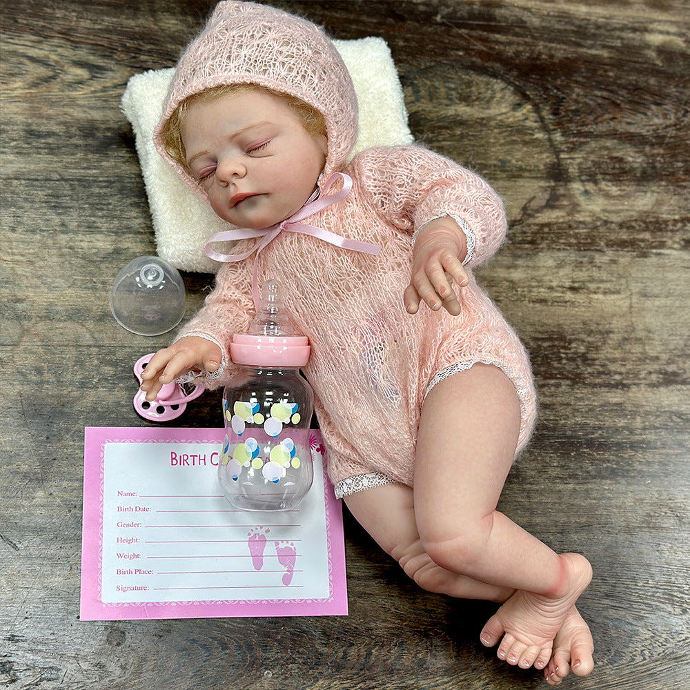 Lifelike 17 Inch Cloth Body Collectible Doll, Animal Print Outfit & Matching Hat, Multi-Age Companion Toy for Play and Display
