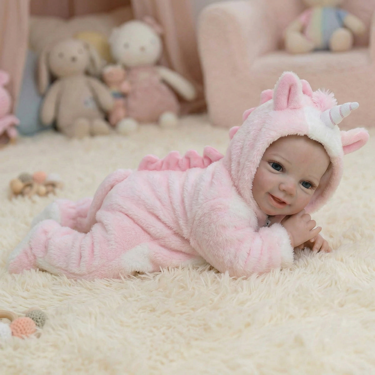 19 inch pink unicorn vivienne full vinyl reborn doll
