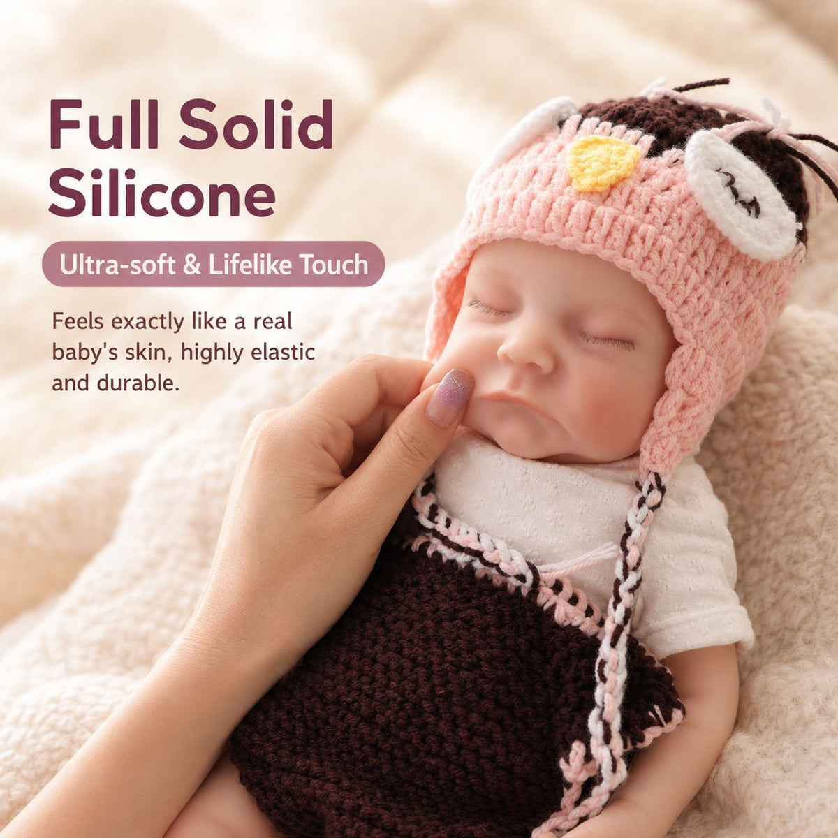 17 Inch Handmade Lifelike Reborn Doll Full Solid Silicone Body Realistic Newborn Baby Play Toy Gift for Girls & Doll Collectors