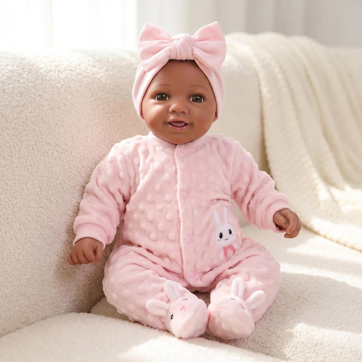 17-inch Reborn Baby Dolls Black Soft cloth Body Realistic Newborn Baby Doll Real Life Baby Doll Handmade Art Doll