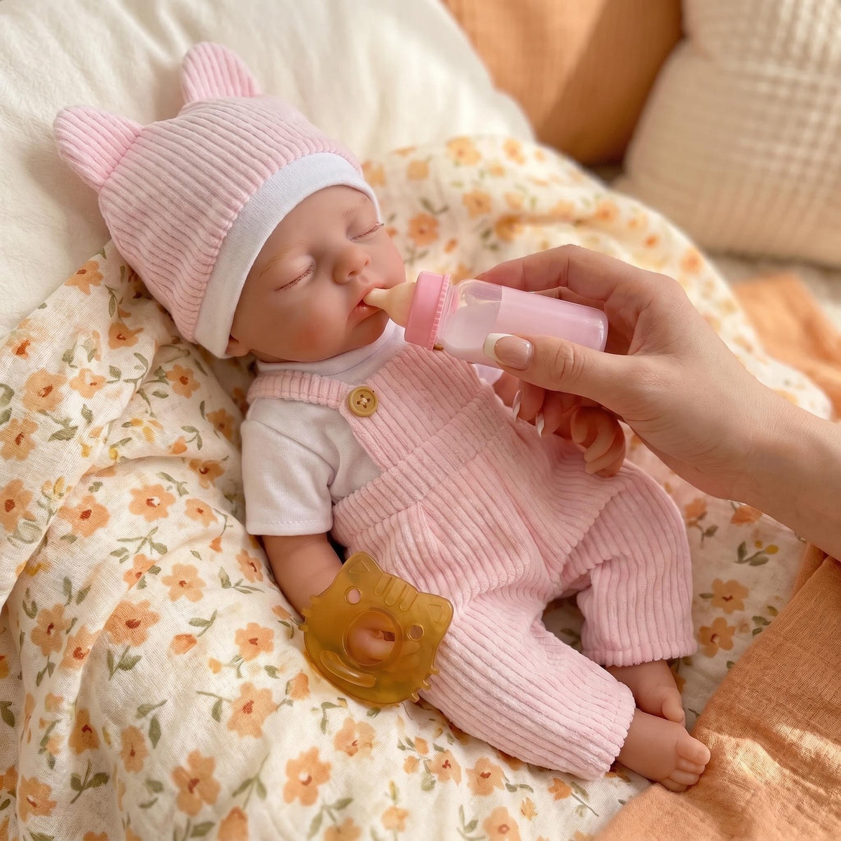 Portable Small Infant 12 Inch with Full Soild Silicone Reborn Doll Washable Doll For Role Play & Display Decor