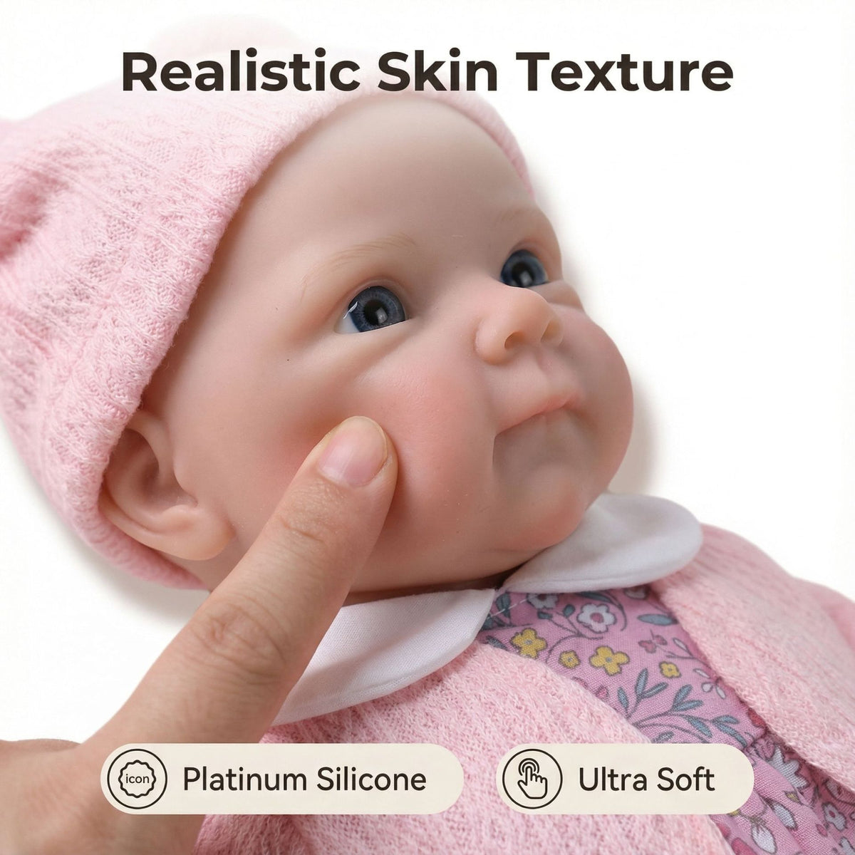 12 inch pink jacket with small floral full silicone reborn doll
