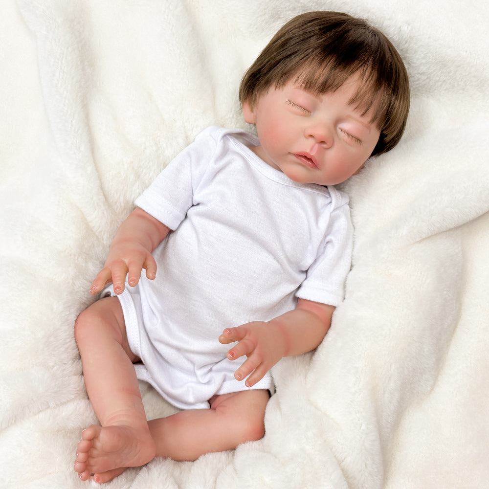 18in Full Vinyl Lifelike Sleeping Baby Doll, Sentimental Birthday Keepsake Present for Kids & Adult Enthusiasts