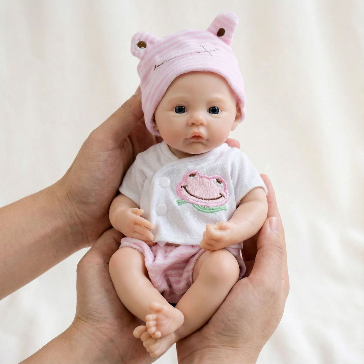 12 inch pink frog hat meadow solid silicone reborn doll for children's Christmas gift
