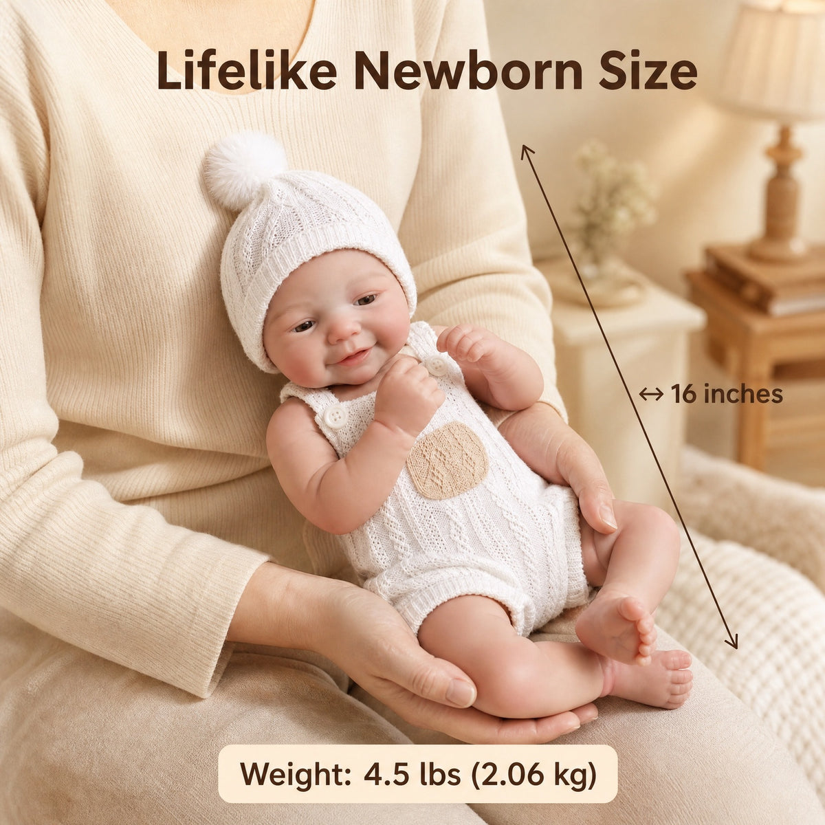 16 Inch Realistic Reborn Newborn Baby Dolls Girl with silicone Body Cute Soft Smile Real Life Baby Dolls Realistic