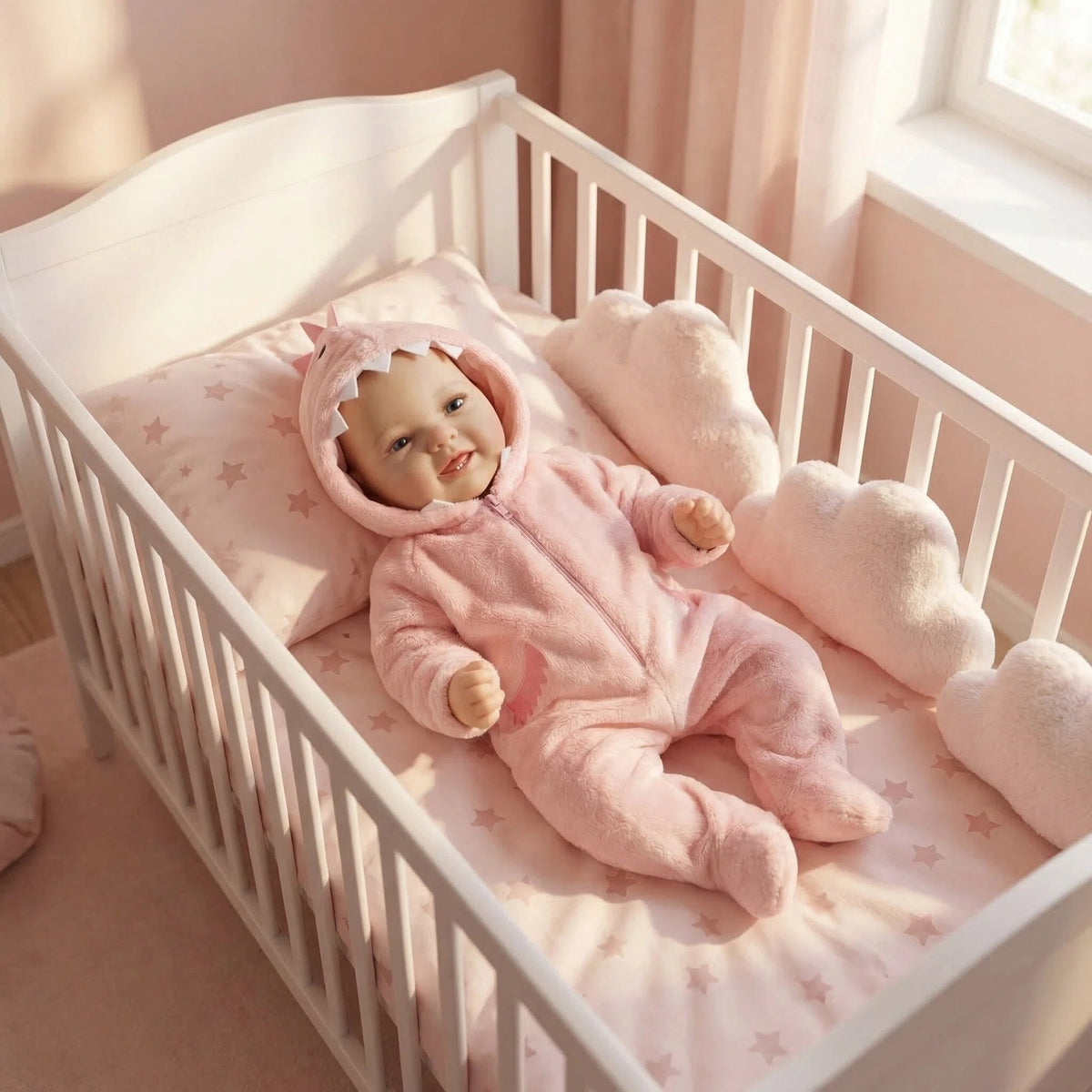 17 inch pink dinosaur jumpsuit reborn doll