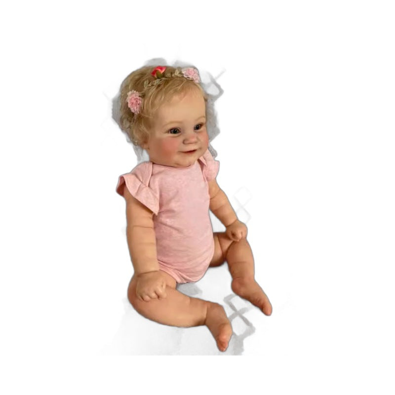 50CM Reborn Doll Cloth Body Cute Girl with Rooted Blonde Hair Soft Body Doll for gifts