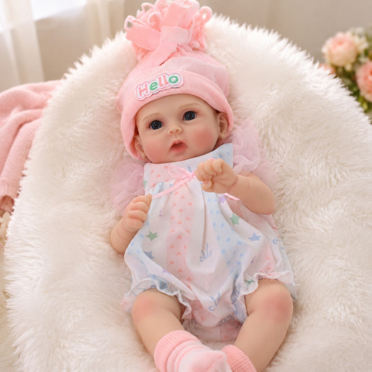 12 inch silicone reincarnation simulation baby doll with soft skin, real touch, stretchable when opened, 30cm bald head
