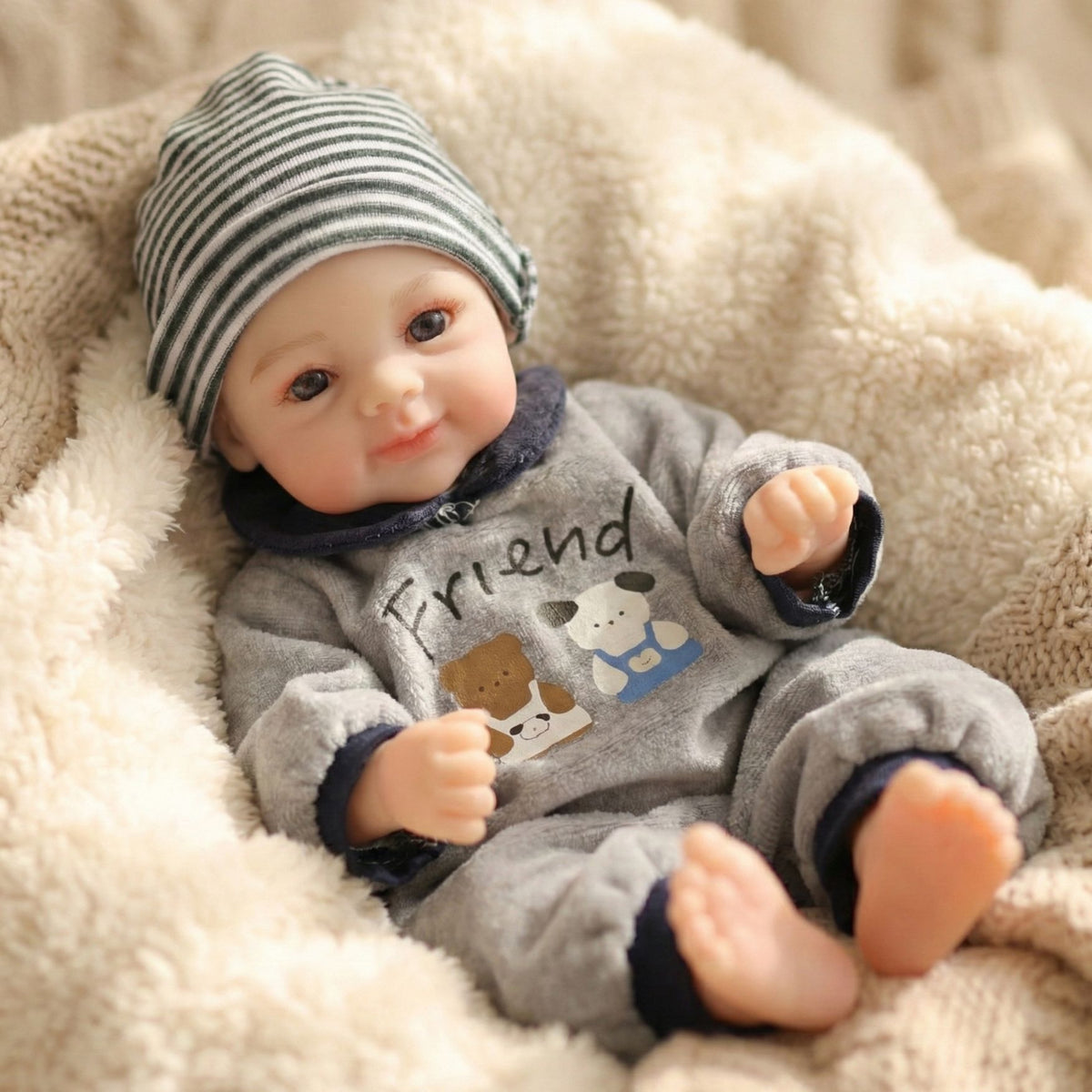 12 inch 30CM solid silicone reborn doll with real hand feel, closed eye stretchable bald head, simulated baby doll