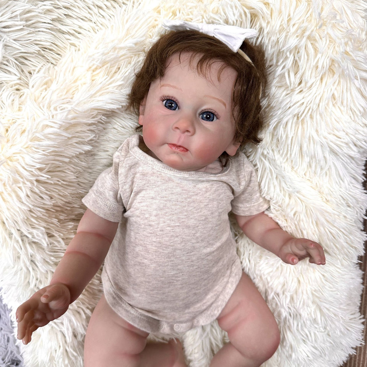 23 inch Reborn Dolls with Cloth Body Touch Soft implanted Brown hair,  Newborn Baby Dolls Toys for Girls Reborn Dolls