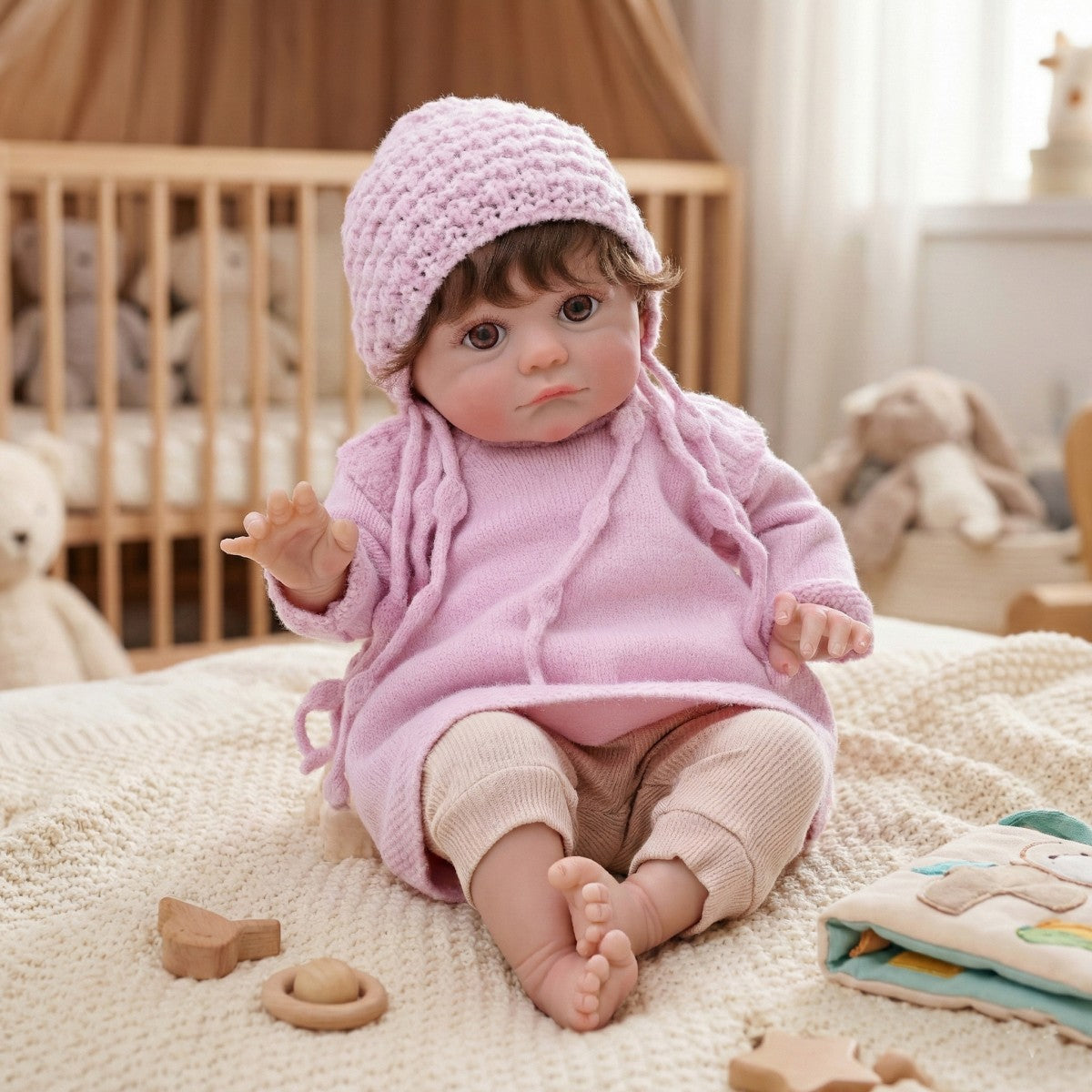 24 inch hair transplant reborn doll with Cloth Body simulated baby humanoid children's play house holiday gift