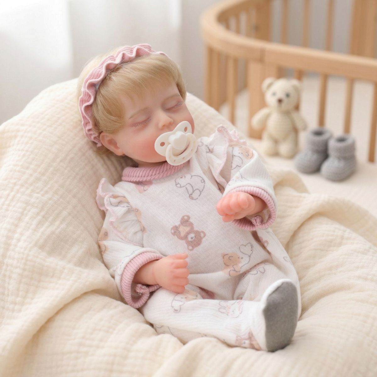 12 inch solid silicone 30cm simulation baby reincarnation doll, real kneading, hand feel, closed eyes