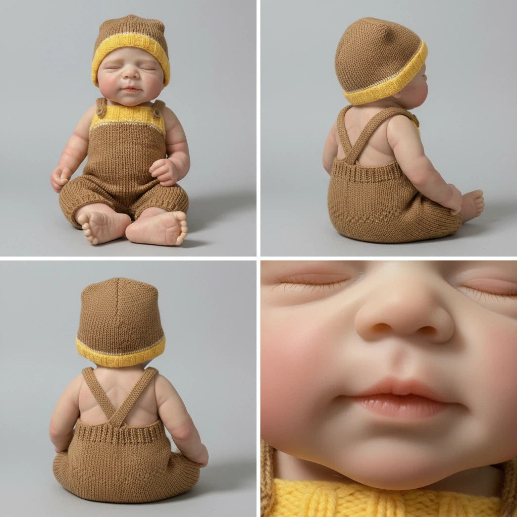 19 inch Full Silicone Reborn Doll Khaki Sweater jumpsuit Pascal Simulation Doll