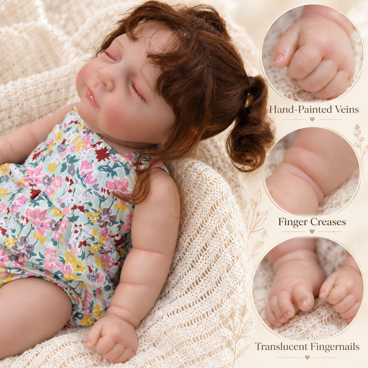 22 inch Reborn Baby Doll – Realistic Vinyl Doll with Cloth Body, Perfect Companion for Children and Ideal Holiday Gift