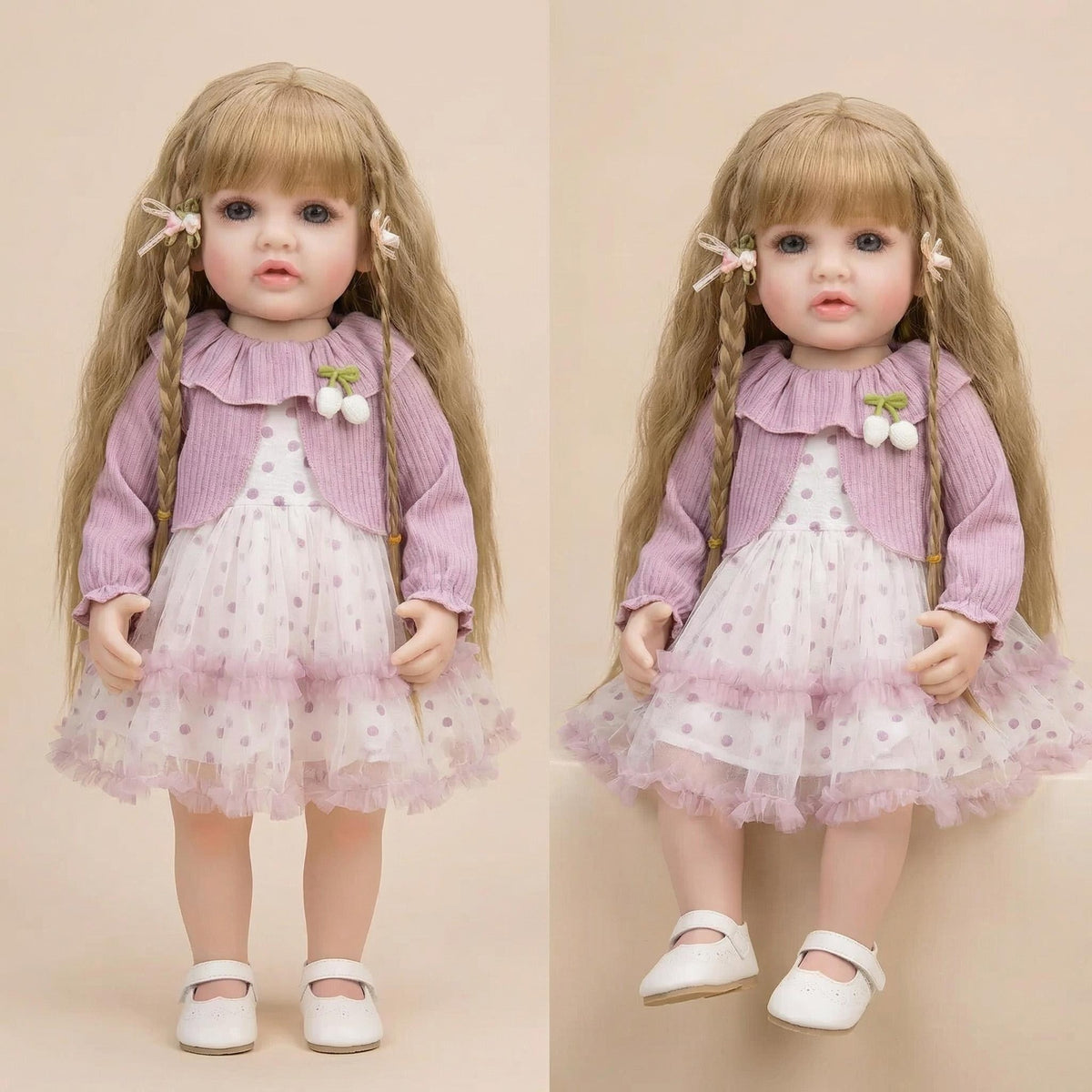 22 inch light purple long sleeved shawl Betty simulation Soft Vinyl reincarnation doll reborn doll