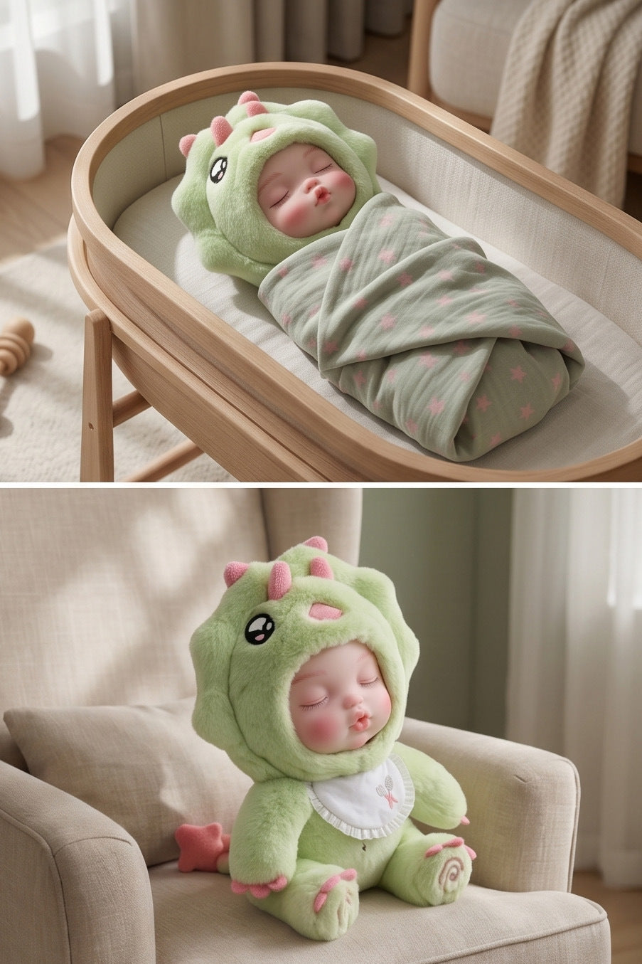 15cm vinyl plush doll pendant, simulated baby face toy doll, 6 inches