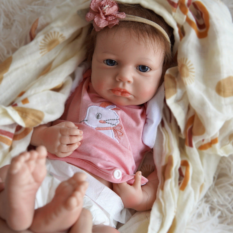 Real Skin Touch 18 Inch Full Soild Silicone Reborn Doll Handcrafted Baby Toy for Kids Birthday Gift