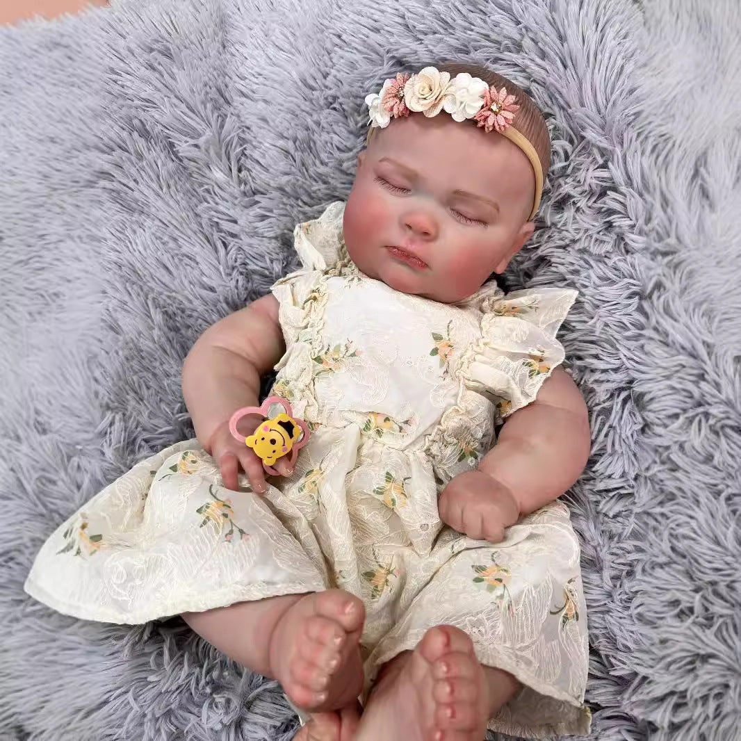 24 Inch Realistic Reborn Newborn Doll with Cloth Body Detailed 3D Skin Handmade Collectible Doll Toy for Girls & Doll Lovers