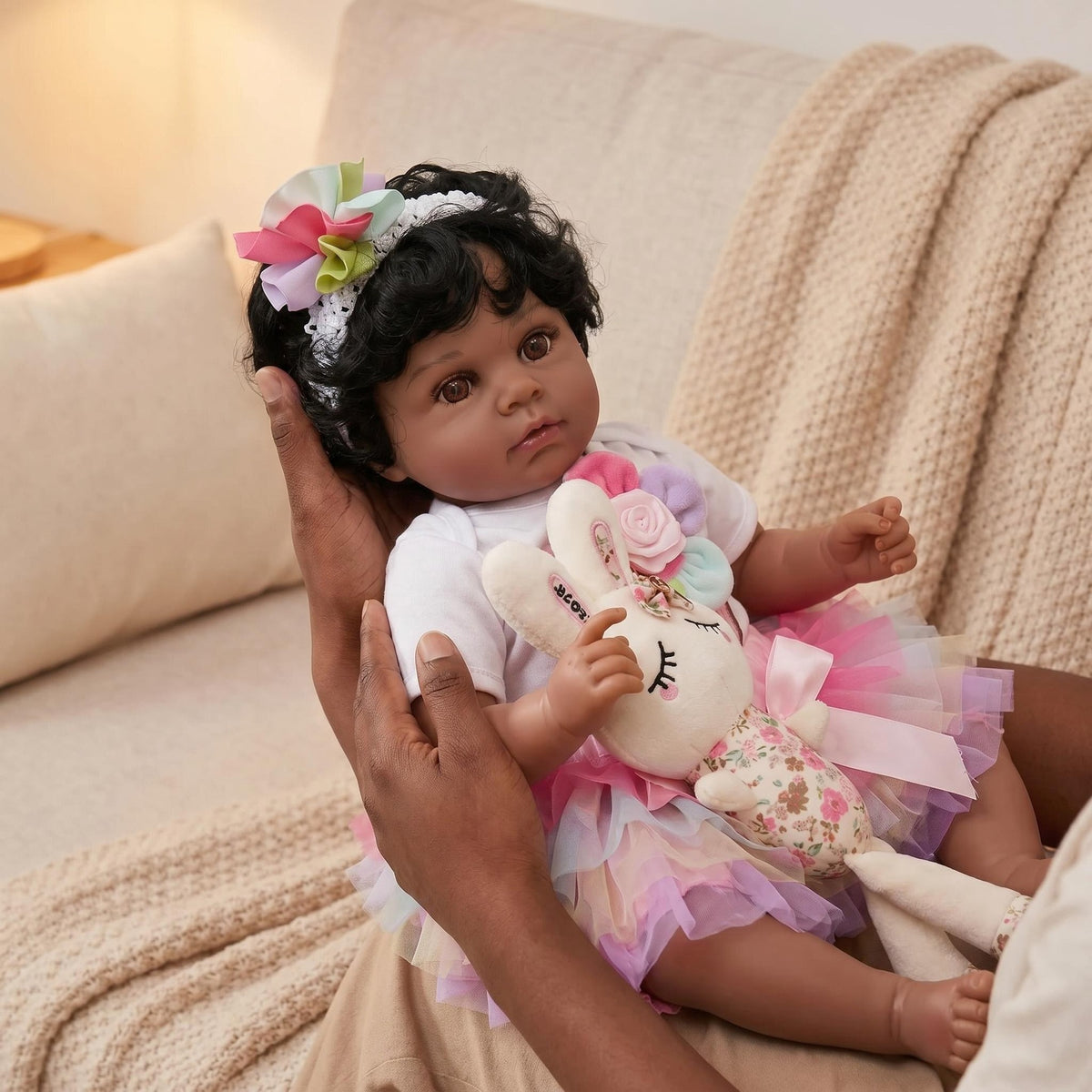 22 inch with Cloth Body Rainbow Tulle Dress Set, Emotional Therapeutic Companion Doll, Unique Surprise Gift For Birthday Parties And Western Festivals
