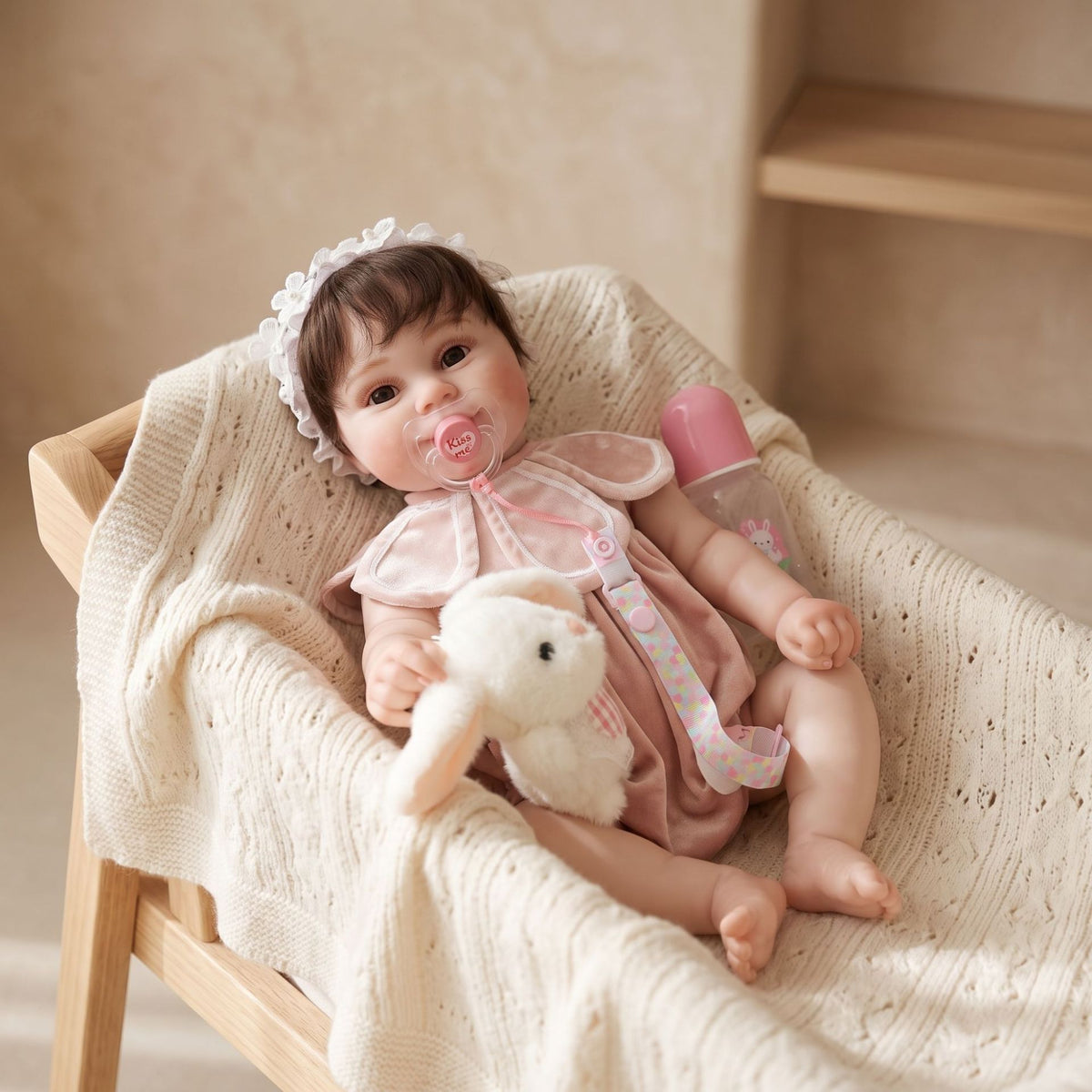 22 Inch Handcrafted Reborn Doll Real 3D Vein Skin with Full vinyl Body Baby Doll Gift for Little Girls