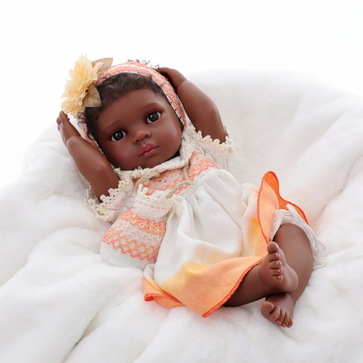 50cm Black Doll Rebirth Simulation Baby Doll Full Plastic Hair Transplant Girl