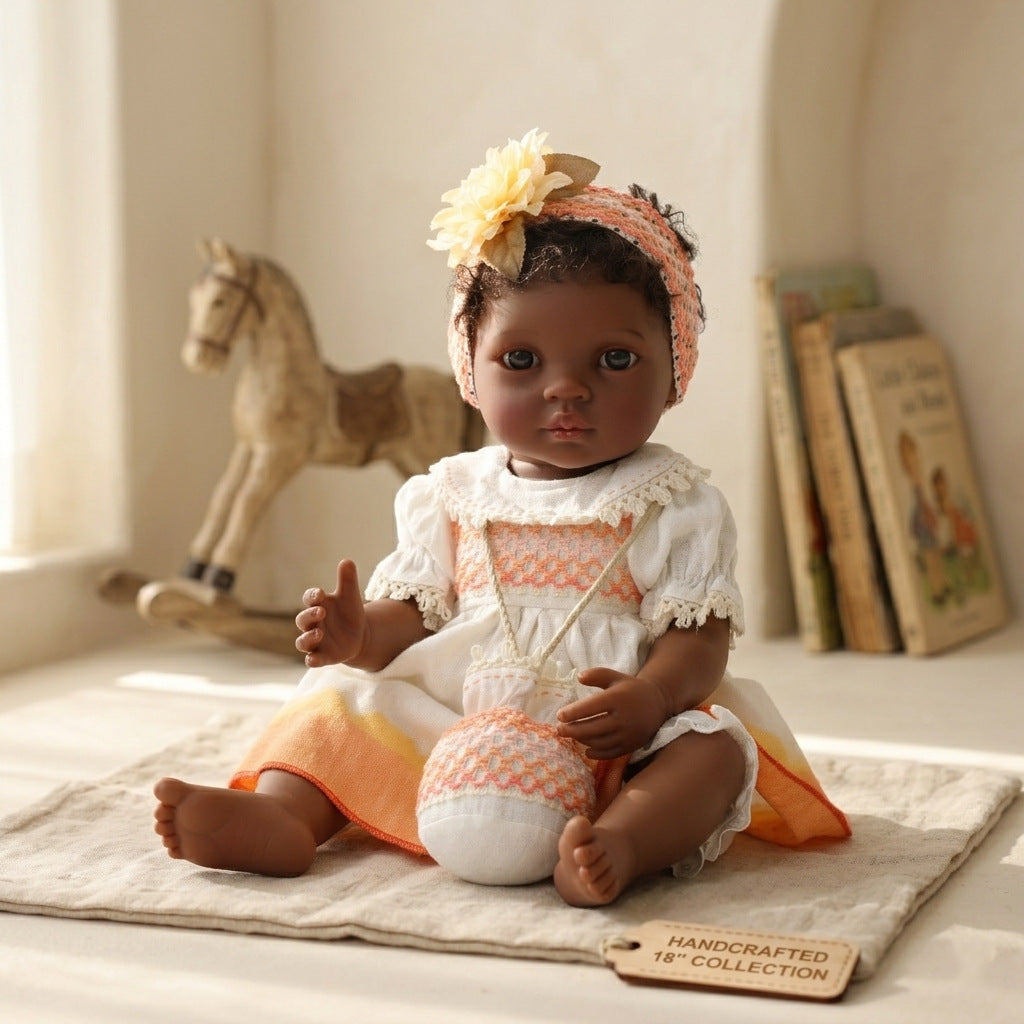 50cm Black Doll Rebirth Simulation Baby Doll Full Plastic Hair Transplant Girl