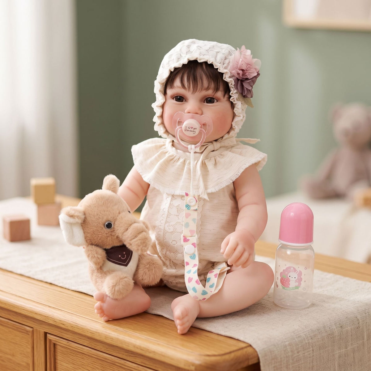 22 inch Handcrafted Reborn Doll Real 3D Vein Skin with Full vinyl Body Lifelike Newborn Baby Doll Birthday Present for Little Girl Collectors