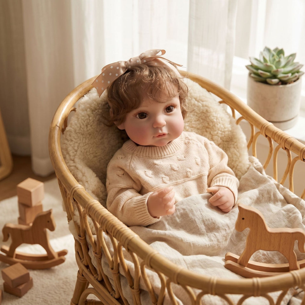 50cm Hair Transplant Simulation Baby Reborn Doll Handmade Exquisite Painted 3D Doll
