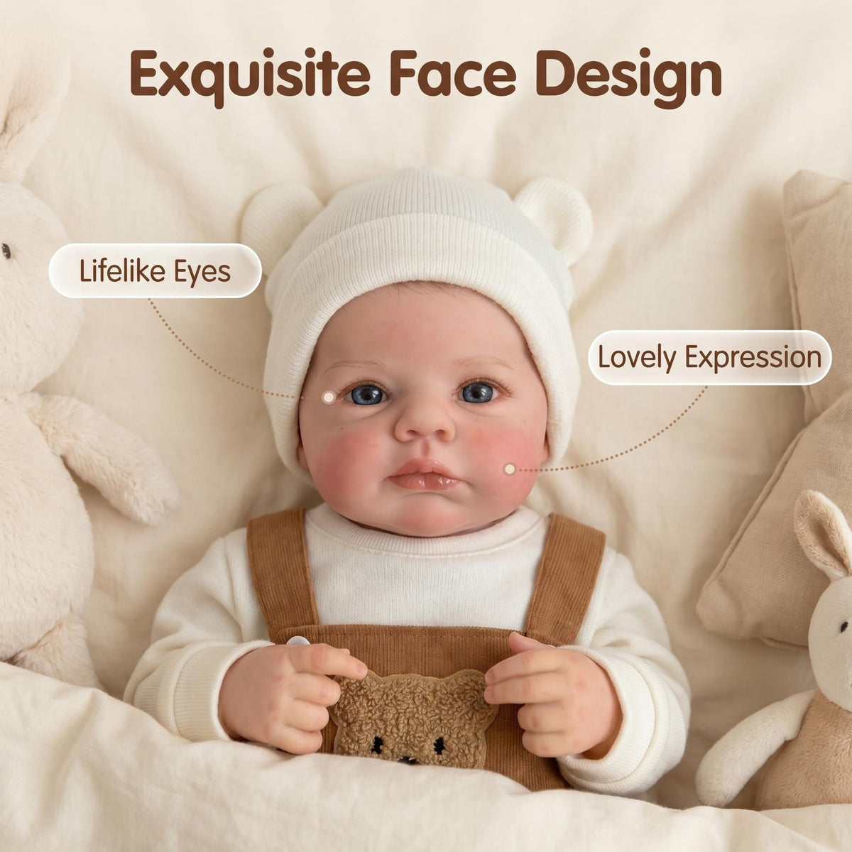 19 inch with Cloth Body Reborn Doll Soft Simulated Skin For Hobby Collection & Home Display