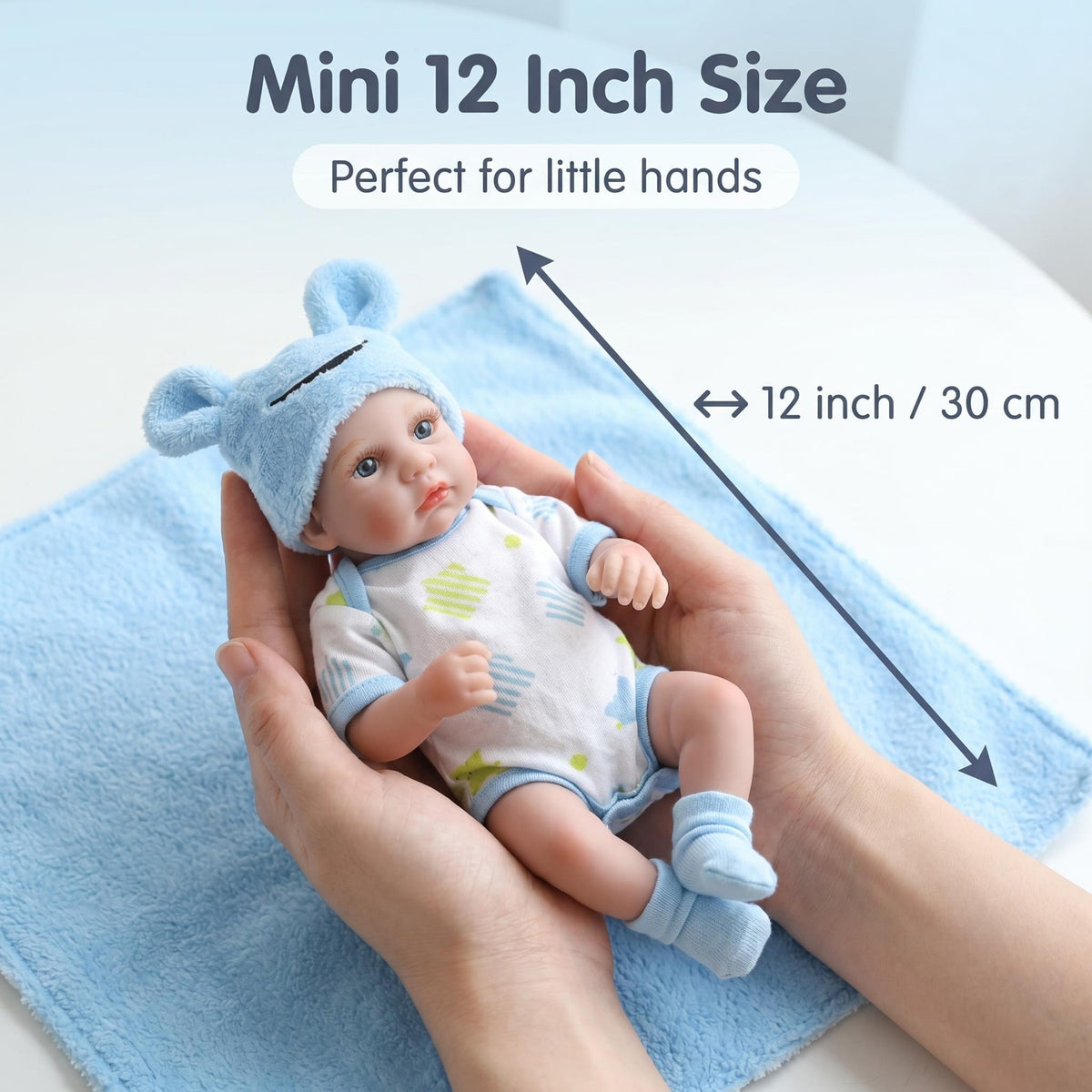 Gift Box Packable 12 inch Full Body Vinyl Reborn Infant Doll Open Eyes Lifelike Hand Painted Skin Pretend Play Collectible Toy