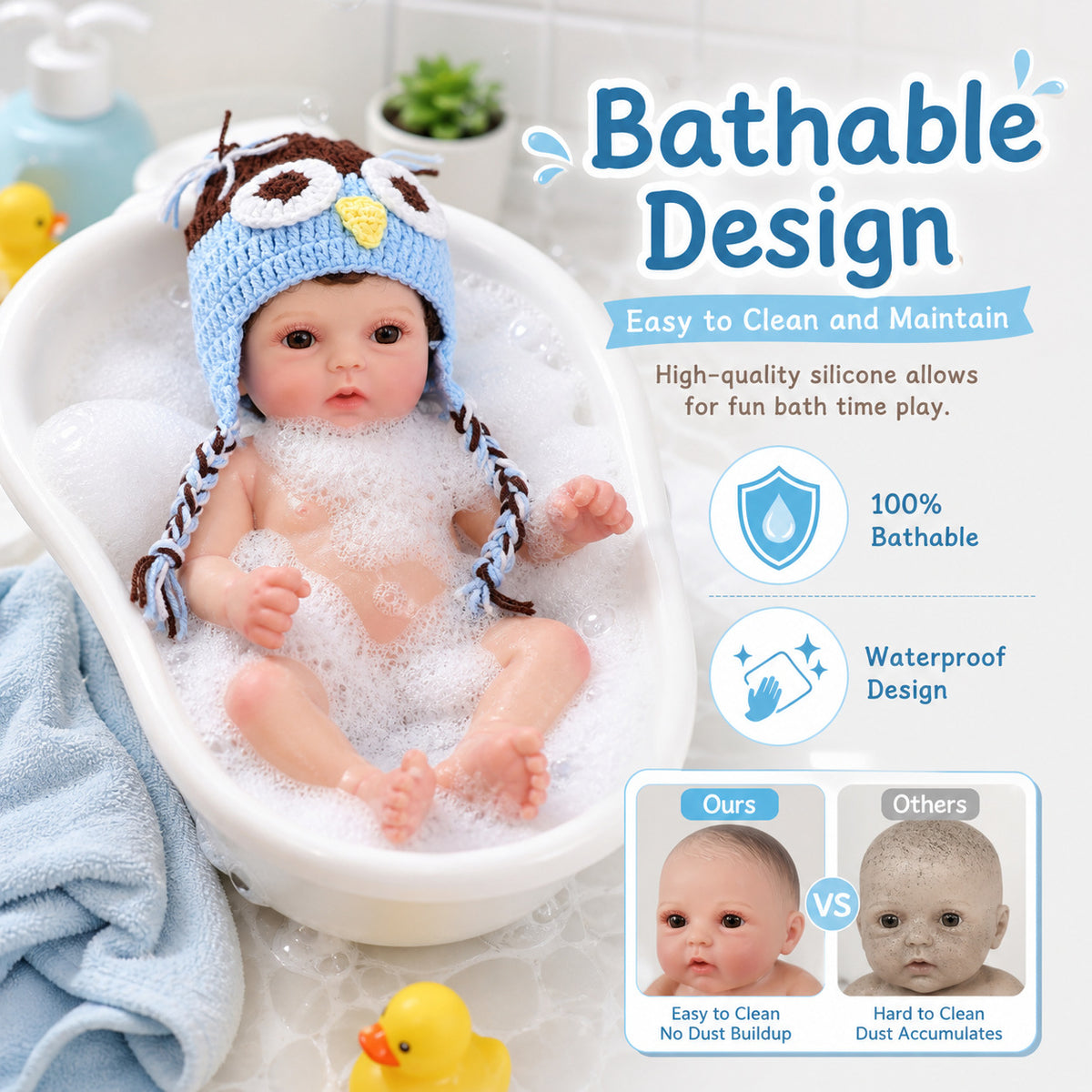 16 inch Lifelike Handcrafted Reborn Baby Dolls Full Solid Silicone Baby 3D Real Skin Kids Play Toy Gift for Girls
