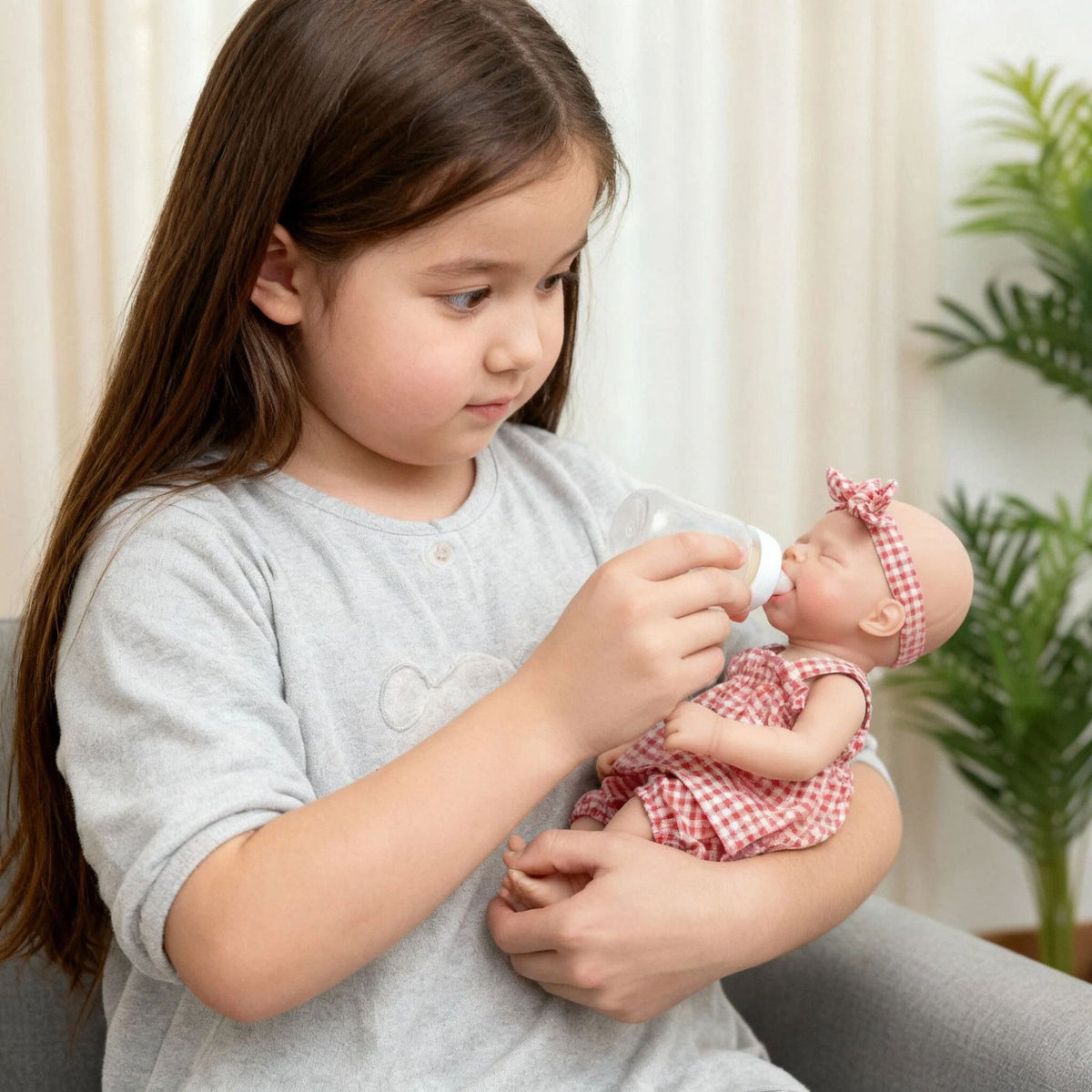 12 inch solid silicone Reborn Doll   pink grid pascale simulation toy doll
